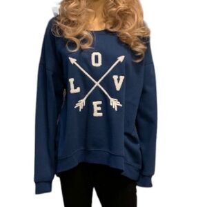 SWEATSHIRT GREEN TEA Women Denim Teal LOVE Arrows Long Sleeve Sweatshirt